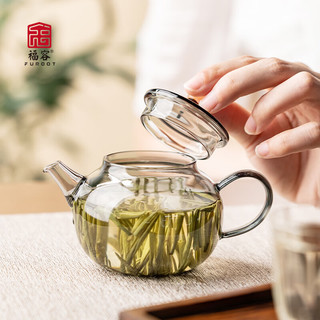 福容（FUROOT）容天壶小茶壶家用高硼硅玻璃耐高温过滤玻璃茶杯加厚泡茶壶180ml 星空珠（透明）