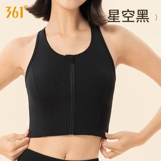 361°361运动内衣防震高强度前拉链瑜伽文胸跑步防下垂运动背心女 星空黑 L