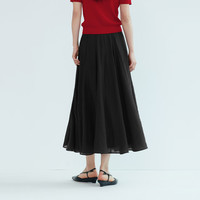 伊芙丽（eifini）伊芙丽浪漫飘逸薄透肌理面料重工质感大摆伞裙半身裙女2025 黑色 M 110-120斤