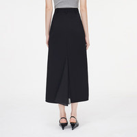 范思蓝恩秋季气质显瘦直筒半身裙女秋2024后中开叉拼接高腰长裙通勤 米色 XS