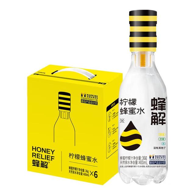 蜂解 HONEY RELIEF 蜂蜜水分离式新鲜柠檬蜜汁0脂便捷式360gx6