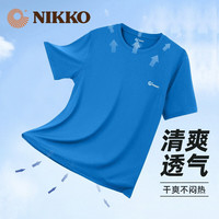 日高（NIKKO）户外速干衣裤套装 运动短袖T恤吸汗透气跑步衣 薄款短裤五分裤 2201彩蓝+20黑色（套装） XXL