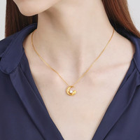 周生生 黄金吊坠 爱情密语羽毛珍珠吊坠 94000P计价 3.05克