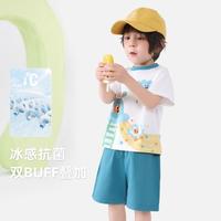 巴布豆 BoBDoG【7A抗菌】儿童夏季套装两件男童女童薄款衣服宝宝短袖纯棉短裤