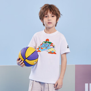 NIKE 耐克小童装男童短袖T恤夏季新款儿童笑脸印花休闲短T上衣 纯白色 120 /60 (6)