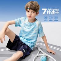 速干t+运动服吸湿透气篮球服慢跑男童短袖夏季中大儿童T恤