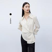 秋季设计感一衣多穿光泽感长袖衬衫女