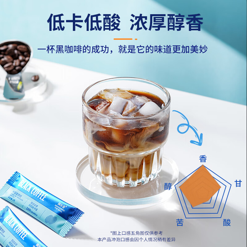 闽长香美式黑咖啡冷萃醇香0脂肪0蔗糖健身搭档即溶速溶咖啡闵长香旗舰店 【买3赠2+摇摇玻璃杯】