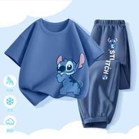 儿童套装2025夏款史迪仔短袖上衣休闲透气舒适防蚊裤男童套装