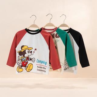 【米奇插肩袖T恤】春秋男童长袖T恤纯棉亲肤卡通打底运动休闲上衣