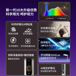 三雄极光护眼大路灯紫光全光谱防眩立式感应台灯学习阅读落地灯天目光pro