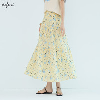伊芙丽（eifini）伊芙丽夏日清新浪漫碎花透气舒适棉感蛋糕裙半裙女2025夏装 阳光黄 发
