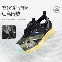 江博士 童鞋透气2025旋钮扣中大童男孩儿童凉鞋夏季 黑/绿 36码