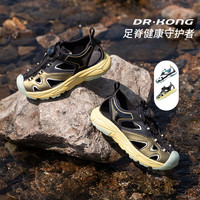 Dr.Kong江博士童鞋透气2025旋钮扣中大童男孩儿童凉鞋夏季 黑/绿 36码