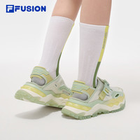 FILAFUSION 斐乐潮牌硬糖凉鞋2025夏季沙滩鞋厚底运动鞋女鞋 微白/苍绿-WP 39
