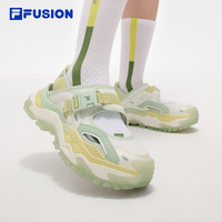 FILAFUSION 斐乐潮牌硬糖凉鞋2025夏季沙滩鞋厚底运动鞋女鞋 微白/苍绿-WP 38.5