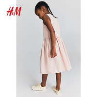 H&M童装女童连衣裙2025春季V领无袖收腰腰部碎褶喇叭裙1270217 浅桃粉色 100 100/56 (2-3Y)
