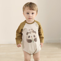 巴厘小猪婴儿包屁衣春季连体衣纯棉春装幼儿三角 水彩熊猫 66cm