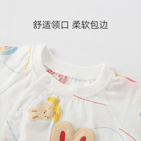 舒贝怡婴儿衣服夏季0-2岁宝宝短袖连体衣卡通新生儿薄款爬服 小兔白色 73cm (6-12个月)