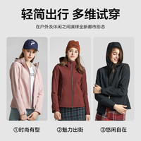 伯希和软壳衣女户外冲锋衣内胆男秋冬季防风抓绒外套防水加厚保暖登山服 【女款】樱花粉0604 2XL