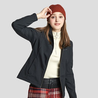 伯希和软壳衣女户外冲锋衣内胆男秋冬季防风抓绒外套防水加厚保暖登山服 【女款】曜石黑0604 2XL