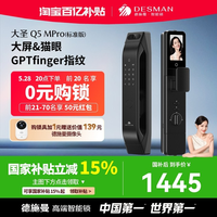 德施曼 大圣 Q5 MPro（标准版）智能锁猫眼可视大屏GPT指纹密码防盗门锁 高端黑