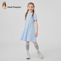暇步士（Hush Puppies）童装儿童女大童2025夏季甜美青春活力系淑女气质POLO裙 冰晶蓝 170