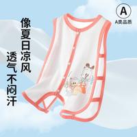 巴布豆 BoBDoG【A类纯棉清爽镂空】婴儿连体服夏薄无袖男女宝宝哈衣婴童包屁衣