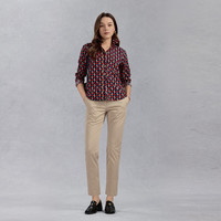 GANT/甘特【100%棉】女士法式复古衬衣宽松舒适印花格子长袖衬衫 433-深蓝色 36