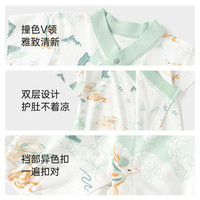 babylove婴儿连体衣中国风夏季短袖哈衣宝宝短爬服莫代尔福瑞祯祥