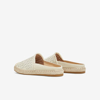 TATA他她小香风气质渔夫鞋女鞋平底外穿包头拖鞋2025春新CT602AH5 绿/米 38