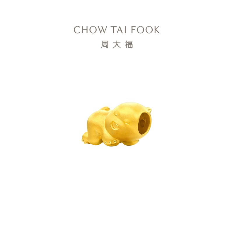 周大福奶龙呼呼大睡黄金转运珠女男配绳送娃娃 EOR1220
