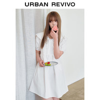 UR2025春季新款女装双层娃娃领系带短袖连衣裙UYY750016