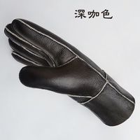 兰迪惟依 Randy 兰迪惟依 男士羊皮毛一体手套 电动摩托车防风寒真皮棉手套