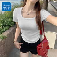 JEANSWEST/真维斯 方领紧身 女士T恤