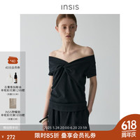 INSIS FEMME 天丝绵羊毛蝴蝶扭结两穿领短袖T恤