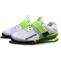 GINGPAI竞派举重鞋专业力量举深蹲硬拉室内综合训练鞋男女防滑支撑用 深蹲举重鞋白绿色 买大一码 46