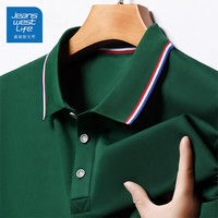 JEANSWEST LIFE真维斯夏季短袖POLO衫男女同款商务休闲通勤风上衣 墨绿色 2XL