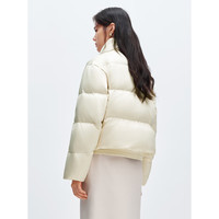 太平鸟女装羽绒服冬针织拼接立领面包服气质保暖外套缎面