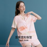 嫚熙女士睡衣春夏季渐变贡缎宽松显瘦薄款短袖短裤家居服套装