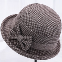 楠棠 女士新款帽子女秋冬礼帽毛呢盆帽中老年帽子妈妈帽子洋气渔夫帽 咖啡色 可调节