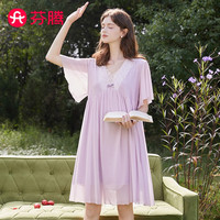 芬腾(FENTENG)睡裙女士纯棉2025年夏季法式宫廷风蕾丝薄款短袖女士家居服睡裙
