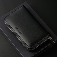 EHRENMANN 钥匙包男士女士卡包二合一 多功能汽车锁匙包大容量收纳头层牛皮 黑色