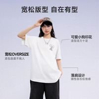 美特斯邦威T恤男女同款2025夏季潮流印花宽松亲肤透气短袖 170/92A/M 子夜黑