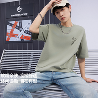 美特斯邦威T恤男女同款2025夏季潮流印花宽松亲肤透气短袖 170/92A/M 松霜绿