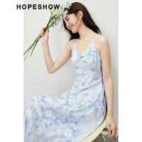红袖【晕染花卉】吊带雪纺连衣裙夏季2024新款女装初恋清纯超甜裙子 605