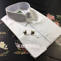 品莠 村.衫 男尖领领针帝国领法式袖扣士长袖衬衫白衬衫修身司仪婚礼 白色 3xl