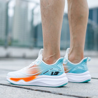回力（Warrior）马拉松跑鞋厚底减震回弹路跑轻便网跑男鞋女鞋爆米花碳板跑步鞋 踩屎感碳板跑鞋/白蓝桔 43 尺码标准