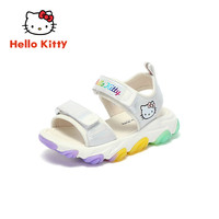 凯蒂猫 Hello Kitty 女童露趾凉鞋2024年夏季鞋子儿童运动凉鞋中大童鞋 浅米白 31码