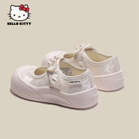 凯蒂猫 Hello Kitty 童鞋女童板鞋2024夏季款女孩国风盘扣汉服鞋儿童帆布鞋 米色 28码
